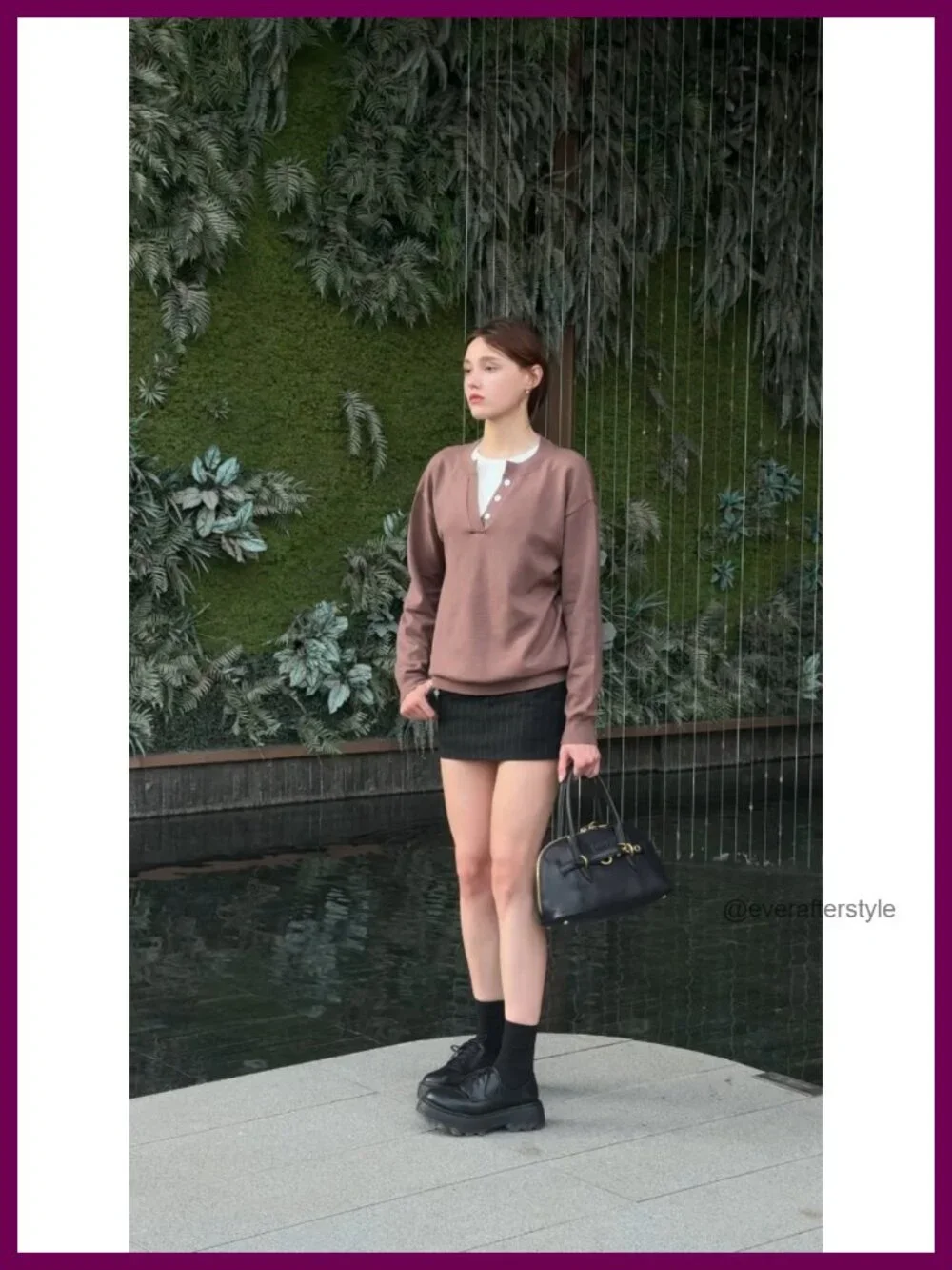 Long Sleeve Crew Neck Pullover Sweater with Contrast Collar Floral Knit